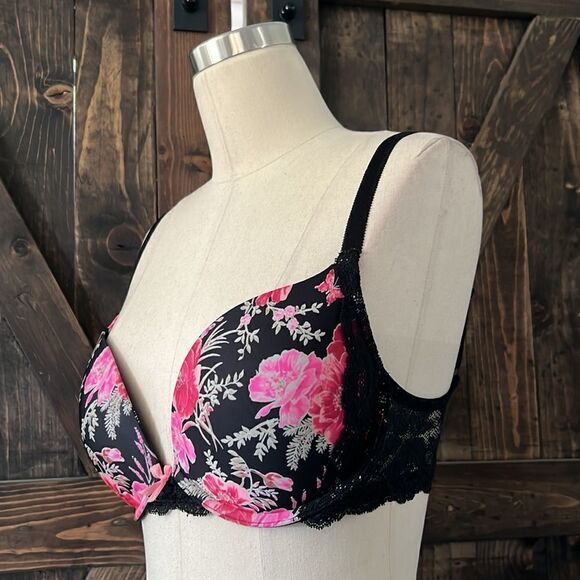 Victorias Secret DREAM ANGELS PUSH-UP PIGEONNANT Floral bra Sz-34D - Picture 2 of 9